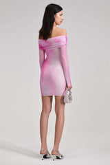 Crystal Gradient Off Shoulder Dress