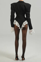 V Neck Lace Embellished Blazer