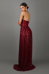 Sequin Dress With Corset & Arm Drapes