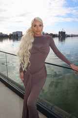 Strappy Long Sleeve Maxi Dress