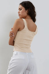 Lace Detailed Square Neck Top