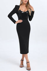 Melissa Long Sleeve Sequin Midi Dress
