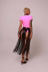 Leather Tassel Skirt, Thin Tassel Skirt, Stylish Leather Skirt Harness