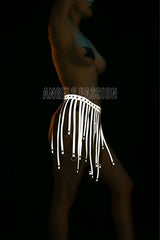 White Reflective Tassel Skirt, Evening Dress, Tights and Shorts Accessories