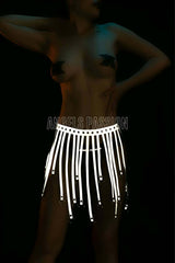 White Reflective Tassel Skirt, Evening Dress, Tights and Shorts Accessories
