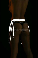 White Reflective Tassel Skirt, Evening Dress, Tights and Shorts Accessories