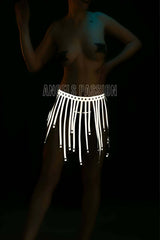 White Reflective Tassel Skirt, Evening Dress, Tights and Shorts Accessories