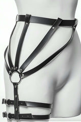 Stylish Leather Leg Harness Wrapping the Leg, Leather Accessory on Leggings