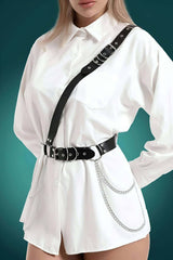 Dress - Stylish Leather Belt on Shirt