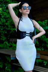 Dress Belt, Shirt Belt, Corset Belt, Leather Chest Belt Harness