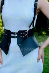 Dress, T-Shirt and Shirt Over Leather Stylish Belt and Choker Set