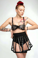 Stylish Leather Chest and Skirt Harness Set