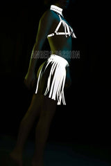 Sexy Harness Set with Glow in the Dark Tassel Skirt