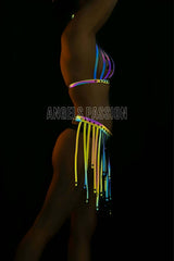 Tasseled Colorful Reflective Fancy Dress - Sexy Harness Underwear
