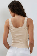 Lace Detailed Square Neck Top