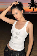 Send Nudes Rhinestone Tank Top