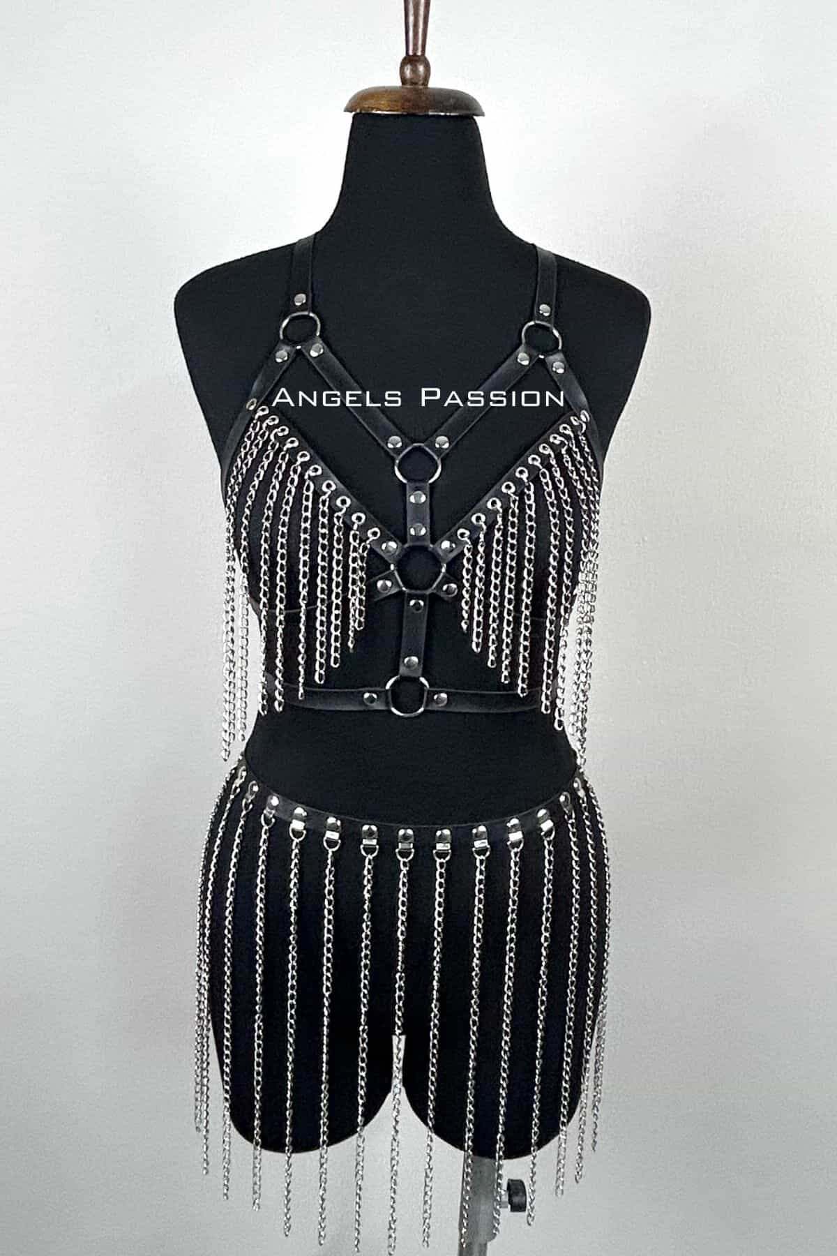 Chain Harness Set, Leather Chain Skirt Set
