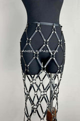 Harness Skirt, Leather Knit Harness Skirt, Stylish Leggings Over Skirt