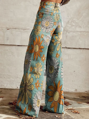 Harper Wide Leg Jeans with Bold Floral Print for Women