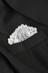 V Neck Lace Embellished Blazer