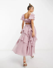 Lilac Reverie Ruffle Dress