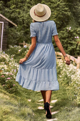 Swiss Dot Ruffle Hem Dress