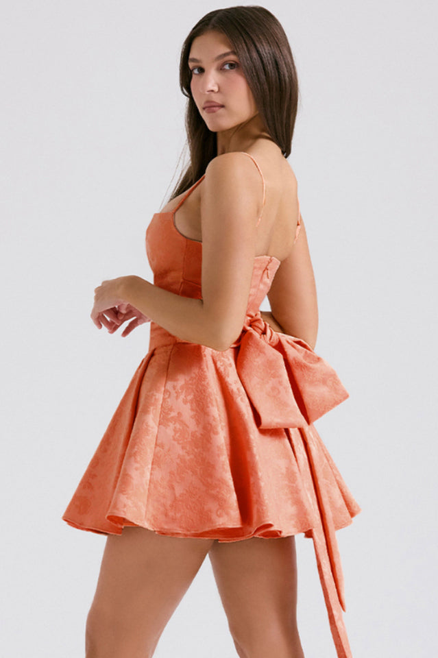 Rosalinda Pink Jacquard Bow Mini Skirt