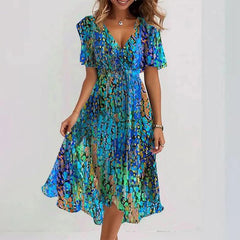 Lizaâ„?- Vibrant Abstract Midi Dress