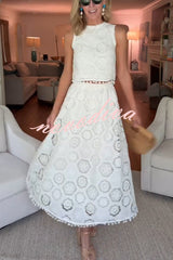 Capri Bloom Skirt â€?Embroidered Lace Tassel Midi