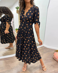 Melodyâ„?- Polka Dots V-Neck Dress