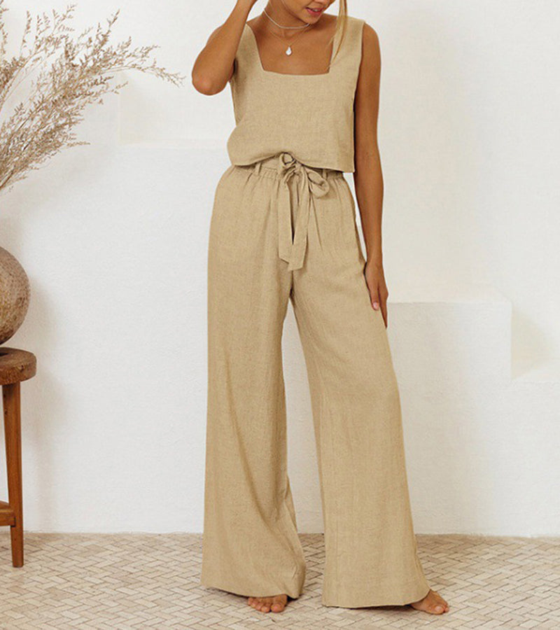 Meganâ„?- Minimalist Top and Wide-Leg Pants Set