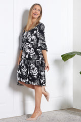 Delaney Dress - Black/White Dandelion