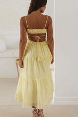 Ruched Tie-Up Strappy Maxi Dress