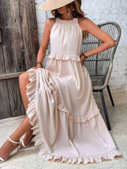 Emiliaâ„?- Halter Ruffle Maxi Dress