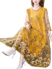 Sunset Bloom A-Line Maxi Dress