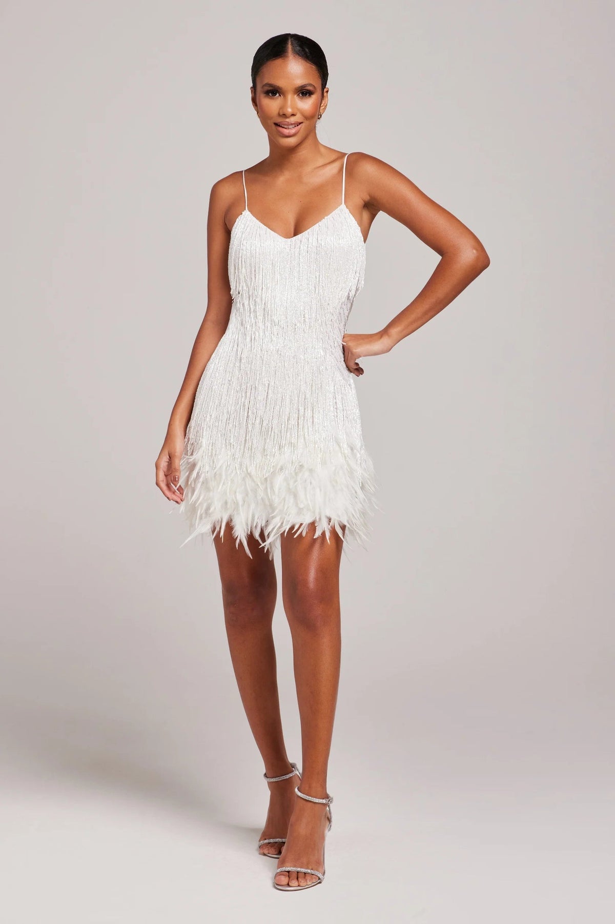 Opal Women's Cocktail Dress with Fringe Feathers