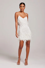 Opal Women's Cocktail Dress with Fringe Feathers