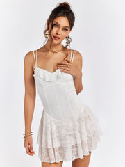 Crisscross Tie Back Corset Lace Mini Dress