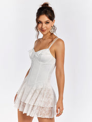 Crisscross Tie Back Corset Lace Mini Dress