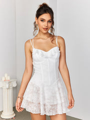 Crisscross Tie Back Corset Lace Mini Dress