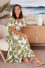 Briony Dress - Soft Khaki/Print
