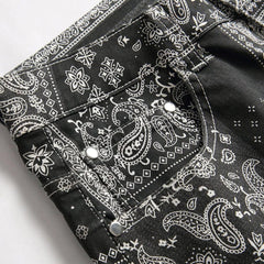 White ornament painted men's jeans