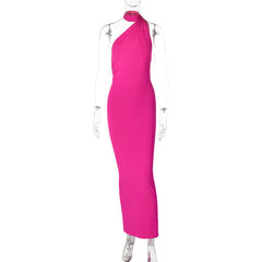 Sloping Neck Midi Tight Wrap Cocktail Dress