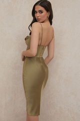 Absolute Elegance Satin Corset Midi Dress