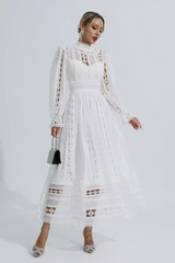 Mariam Hollow Lace Long Sleeve Dress
