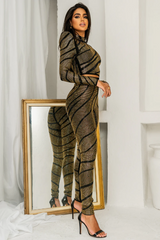 Agatha Long Sleeve Rhinestone Pantsuit