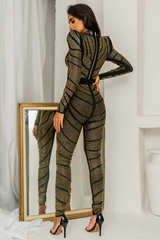 Agatha Long Sleeve Rhinestone Pantsuit