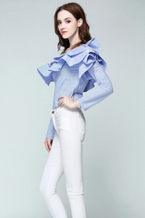 One Shoulder Ruffled Shirt
