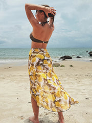 Shirring Print Swim Dress