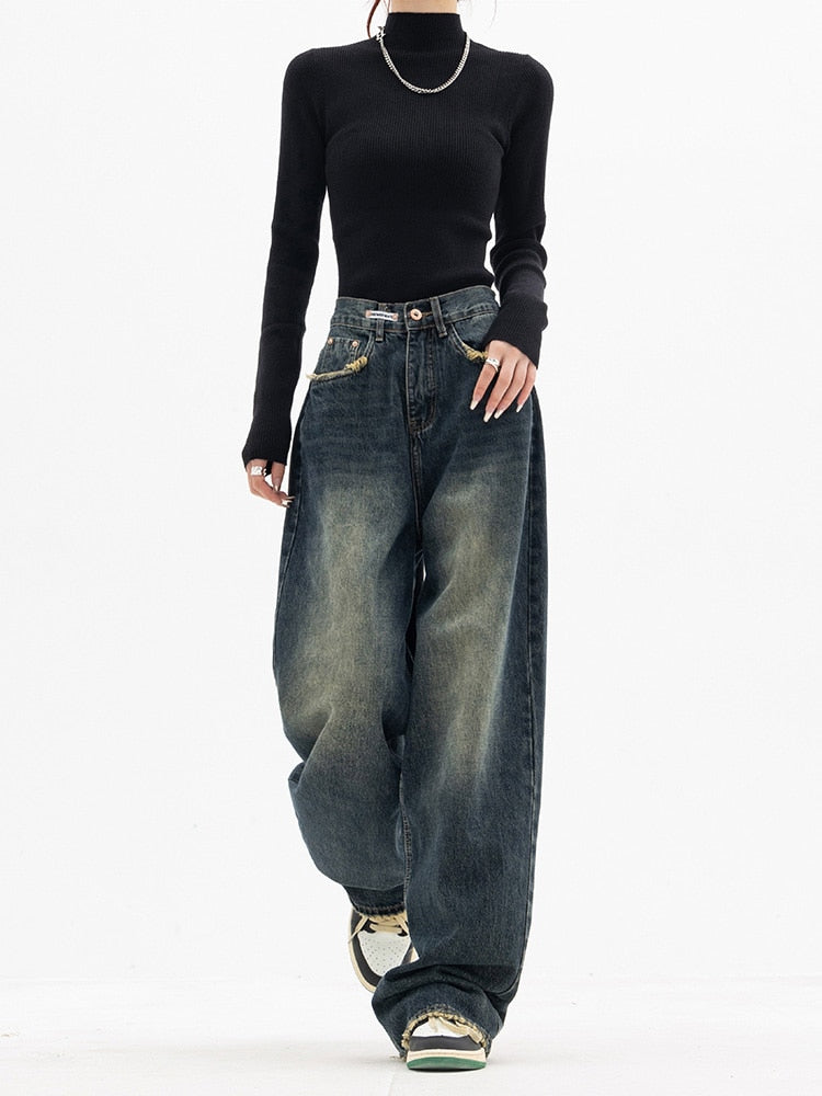 Aurora Women's Trendy High-Waisted Wide-Leg Jeans